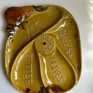 Vintage Lefton Bagel Cheese Olives Butter Lox Breakfast Tray Dish